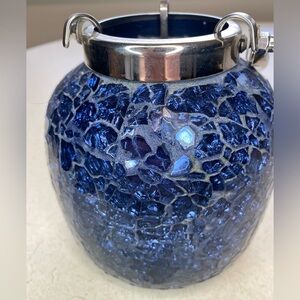 Blue Mosaic Mirror Glass candle holder